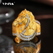 VISING珠宝 乘运追风 原创黄金色马戒指马年礼物S925银