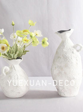 粤萱简约现代白色陶瓷花器摆件售楼处样板间酒店展厅家庭花店装饰