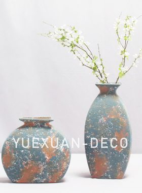 粤萱简约现代经典系列红蓝色花器摆件样板房间书房茶室家居装饰品