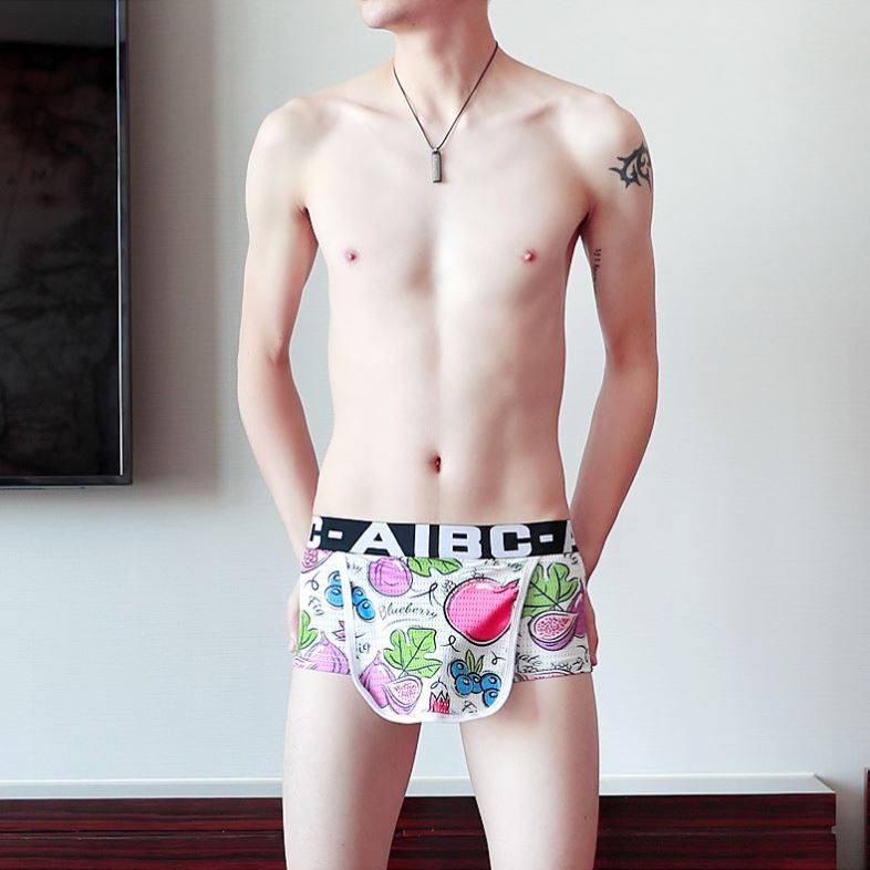 时尚印花水果aibc夏季网孔男士内裤平角裤透气网孔洞洞前开口,女士内衣/男士内衣/家居服,男平角内裤,淘宝优惠券,粉丝福利购,淘宝优惠卷