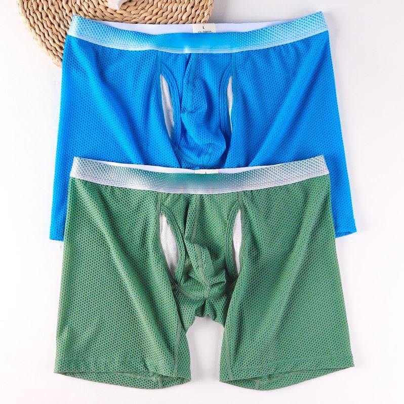 加长版男士内裤平角蜂窝测开口冰丝网眼透气透明防摩擦四角短裤,女士内衣/男士内衣/家居服,男平角内裤,淘宝优惠券,粉丝福利购,淘宝优惠卷