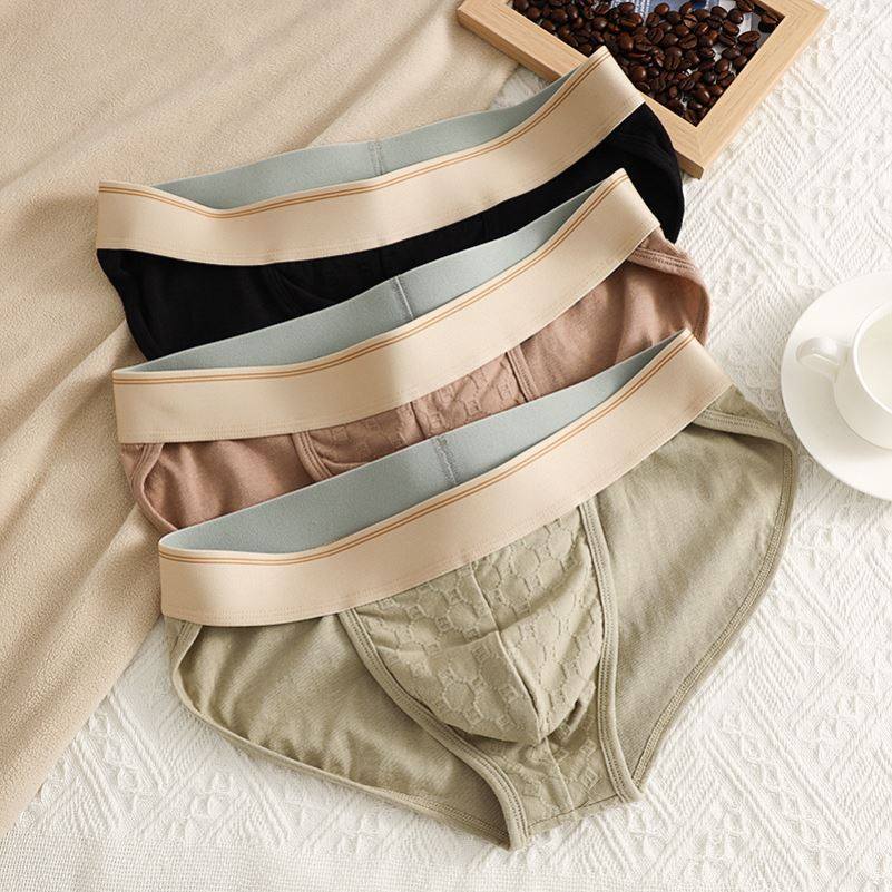 纯色纯棉男士三角内裤男生性感提花时尚潮流透气男士内裤高叉2026,女士内衣/男士内衣/家居服,男三角内裤,淘宝优惠券,粉丝福利购,淘宝优惠卷