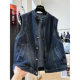 高级感复古小立领牛仔马甲女秋季 坎肩背心外套 叠穿时髦洋气无袖
