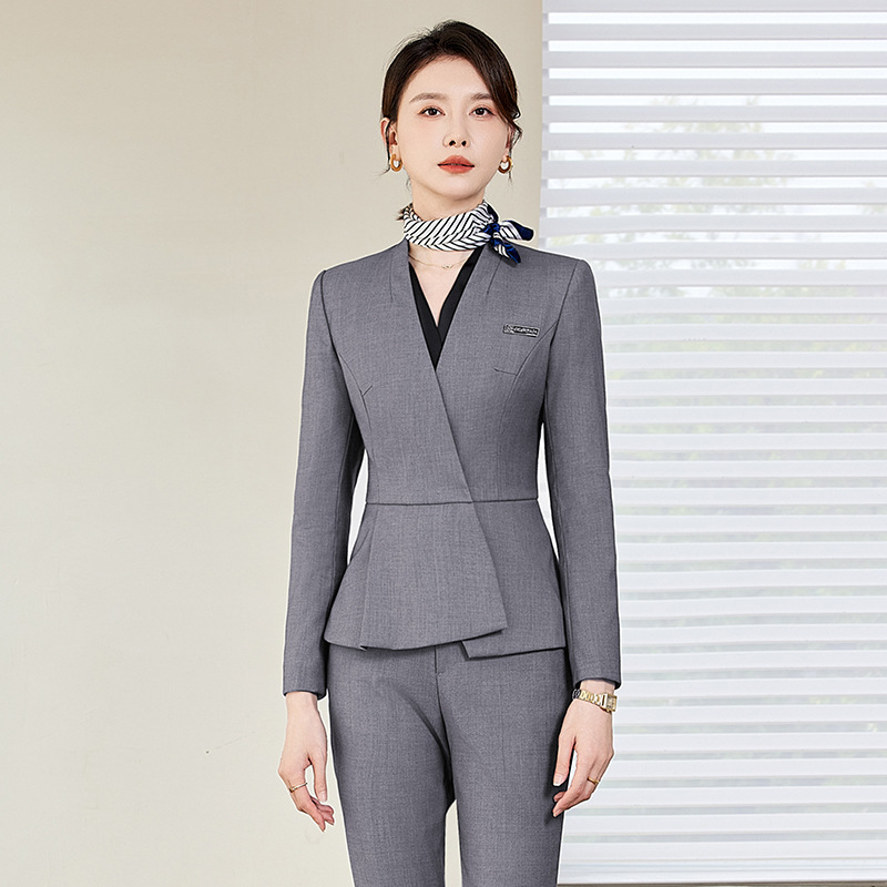 2024新款职业西装套装女正装秋冬酒店前台工装珠宝店美容师工作服