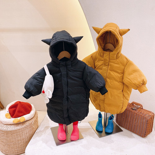 断码清仓儿童长款冬白鸭绒羽绒服