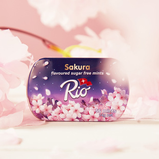 Rio樱花限定接吻糖 无糖薄荷糖高颜值清新口气约会糖果少女心零食
