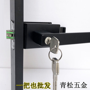 卫生间带钥匙16极窄钛镁铝合金长虹玻璃门锁极简厕所门把手锁通用