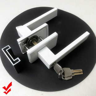 带钥匙白色16极窄卫生间长虹玻璃门锁钛镁铝合金把手厕所门锁通用