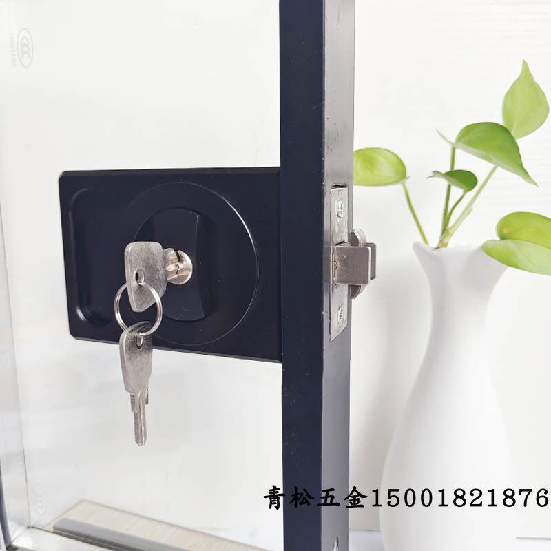 16极窄边无把手带钥匙门锁18铝合金地推移门单层玻璃推拉门双沟锁