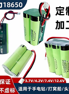 原装18650动力锂电池组3.7V可充电7.4V打窝船头灯音响12V