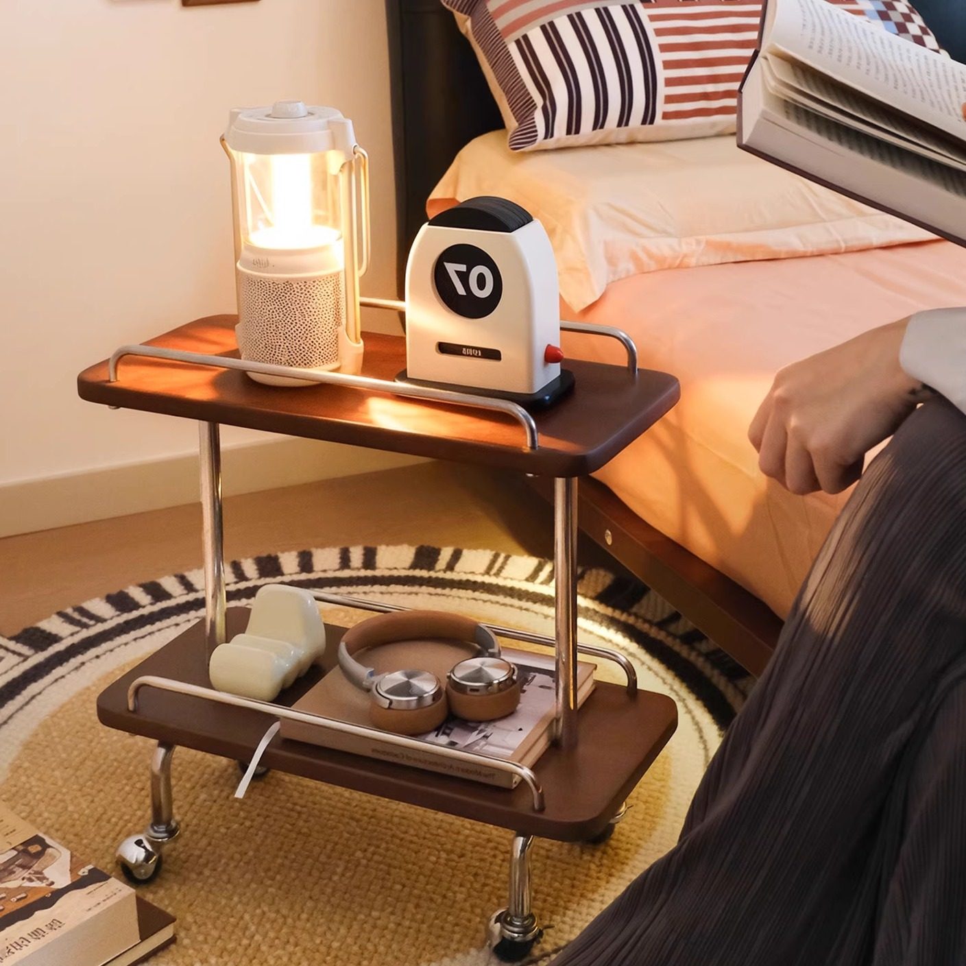 中古风沙发边几可移动床头柜置物架小推车法式极窄茶几客厅不锈钢,住宅家具,角几/边几,淘宝优惠券,粉丝福利购,淘宝优惠卷