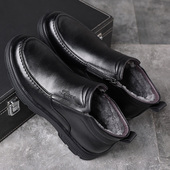 男士 棉鞋 真皮羊毛高帮保暖冬鞋 冬季 子皮毛一体防滑加绒加厚棉皮鞋