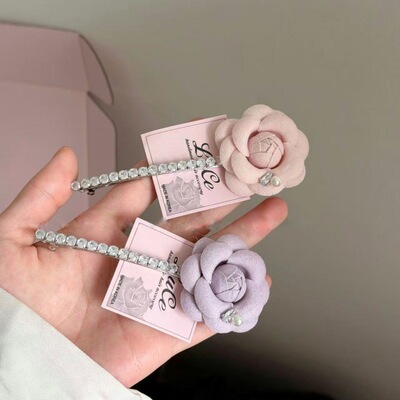 韩国知性优雅发夹女山茶花满钻弹簧夹边夹公主头气质新款小众高级