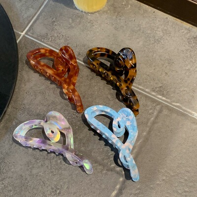 露丝同款 小众设计新颖醋酸发夹爱心独特大号发抓鲨鱼夹发饰发卡