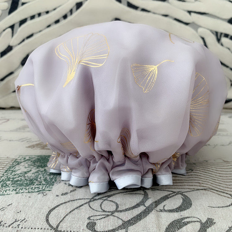 岩灰银杏叶烫金浴帽成人
