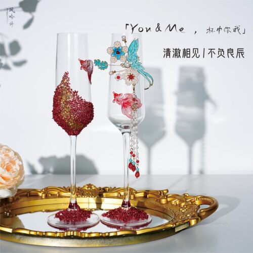 时光逸 婚礼香槟杯新婚礼物轻奢高档敬酒杯diy高脚酒杯一对送新人