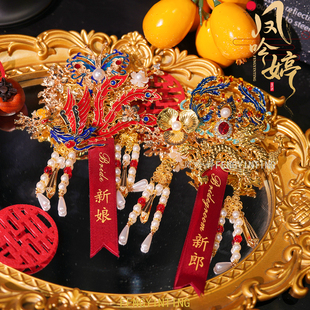 凤吟婷原创 中式重工唯美鸳鸯新郎新娘婚礼胸花结婚用高级感襟花