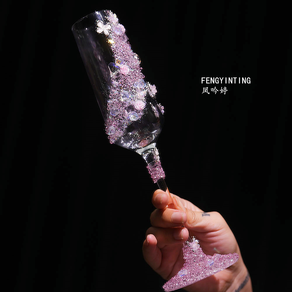 结婚敬酒杯diy高颜值高脚杯新婚礼物鸡尾酒香槟杯材料包高级感杯