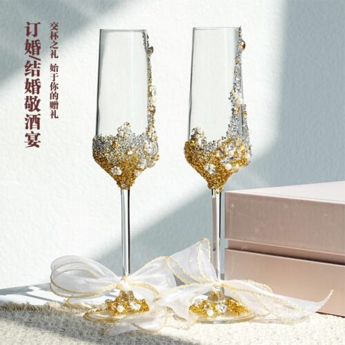 新婚礼物婚礼敬酒杯结婚一对diy手工材料高颜值红色敬酒杯伴手礼