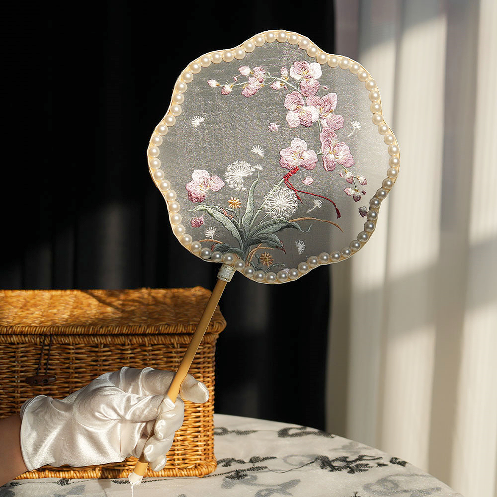 古风团扇中国风舞蹈双面扇汉服旗袍走秀拍摄刺绣宫扇儿童扇子女