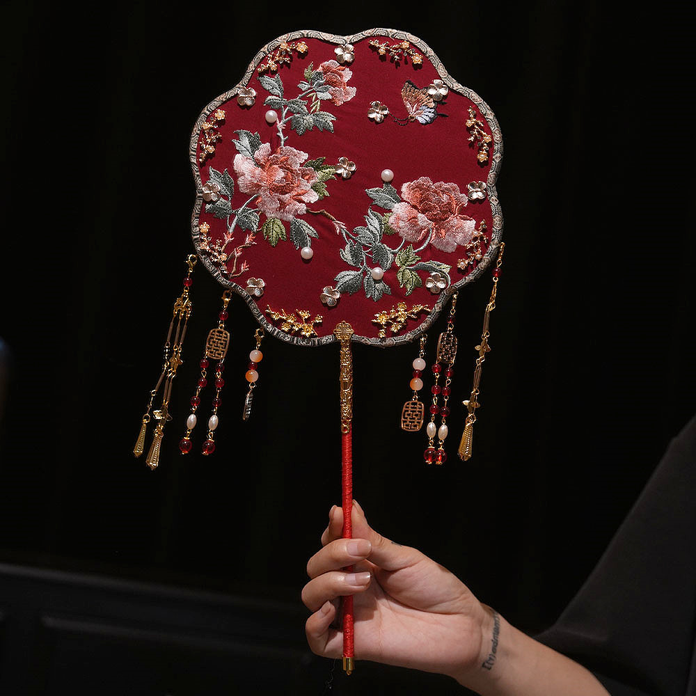 秀禾团扇新娘结婚成品中式刺绣手工高级婚礼喜扇diy材料包扇子