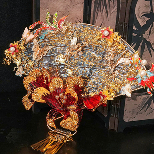 新娘结婚晨袍团扇秀禾喜扇出嫁diy材料包高级感中式婚礼扇送闺蜜