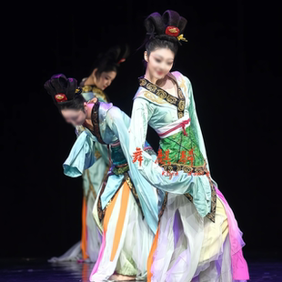 新款古典舞水袖《踏歌》同款舞蹈服装汉唐群舞合唱表演服装女定制