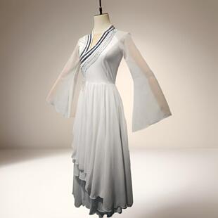 新款 舞蹈服中国风扇子舞飘逸大裙摆演出服定制 古典舞清风霁月同款