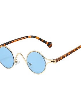 蓝色椭圆形小框墨镜高级感优雅