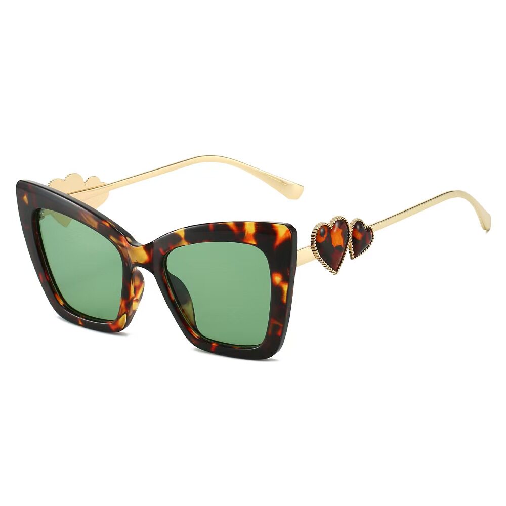 大框猫眼太阳眼镜心形连心镜腿