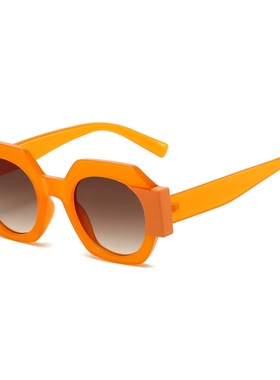 欧美个性网红ins撞色八边形墨镜