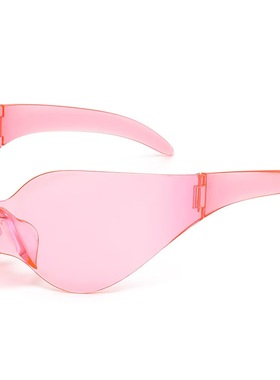 无框朋克粉色太阳眼镜Y2K千禧风