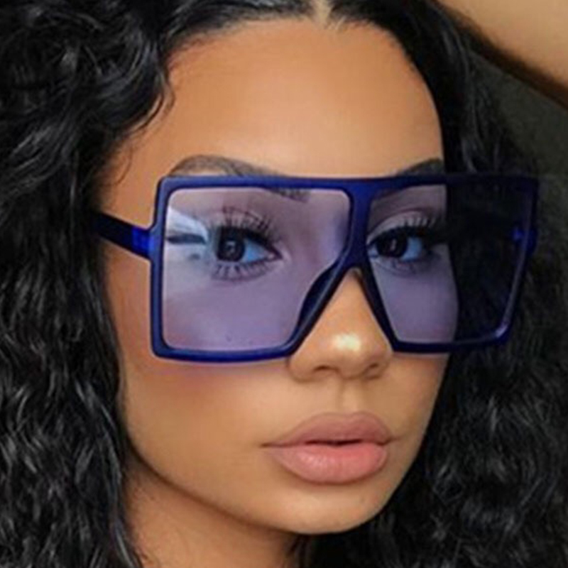 抖音ins欧美新款个性方形超大框太阳镜嘻哈糖果色眼镜sunglasses