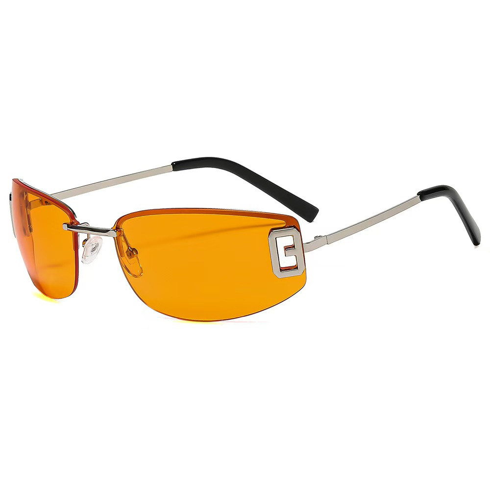 无框Y2K辣妹嘻哈跨境欧美ins网红风镂空墨镜个性渐变粉色太阳眼镜