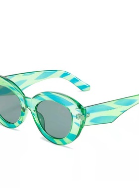 时髦玩味质感猫眼果冻色条纹炫酷眼镜ins墨镜小红书同款太阳眼镜