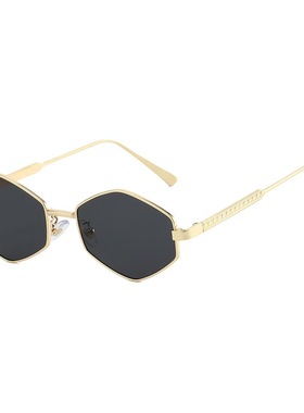 多边形太阳眼镜男女菱角印花镜腿