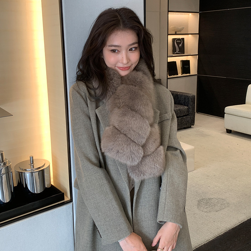 进口狐狸毛长款大围巾女冬季韩版保暖皮草霜染高级感围脖真毛领子