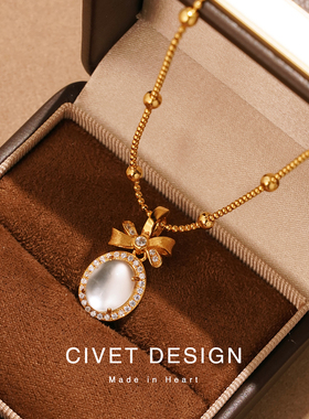 在逃公主蝴蝶结纯银项链女小众设计时尚温柔气质轻奢甜美高级百搭