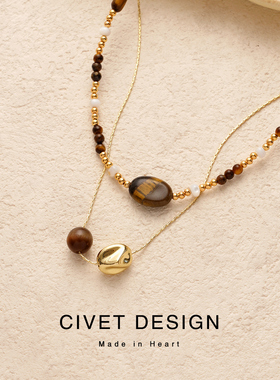 复古轻奢串珠项链女秋冬雅丹风优雅气质毛衣链简约百搭叠戴锁骨链