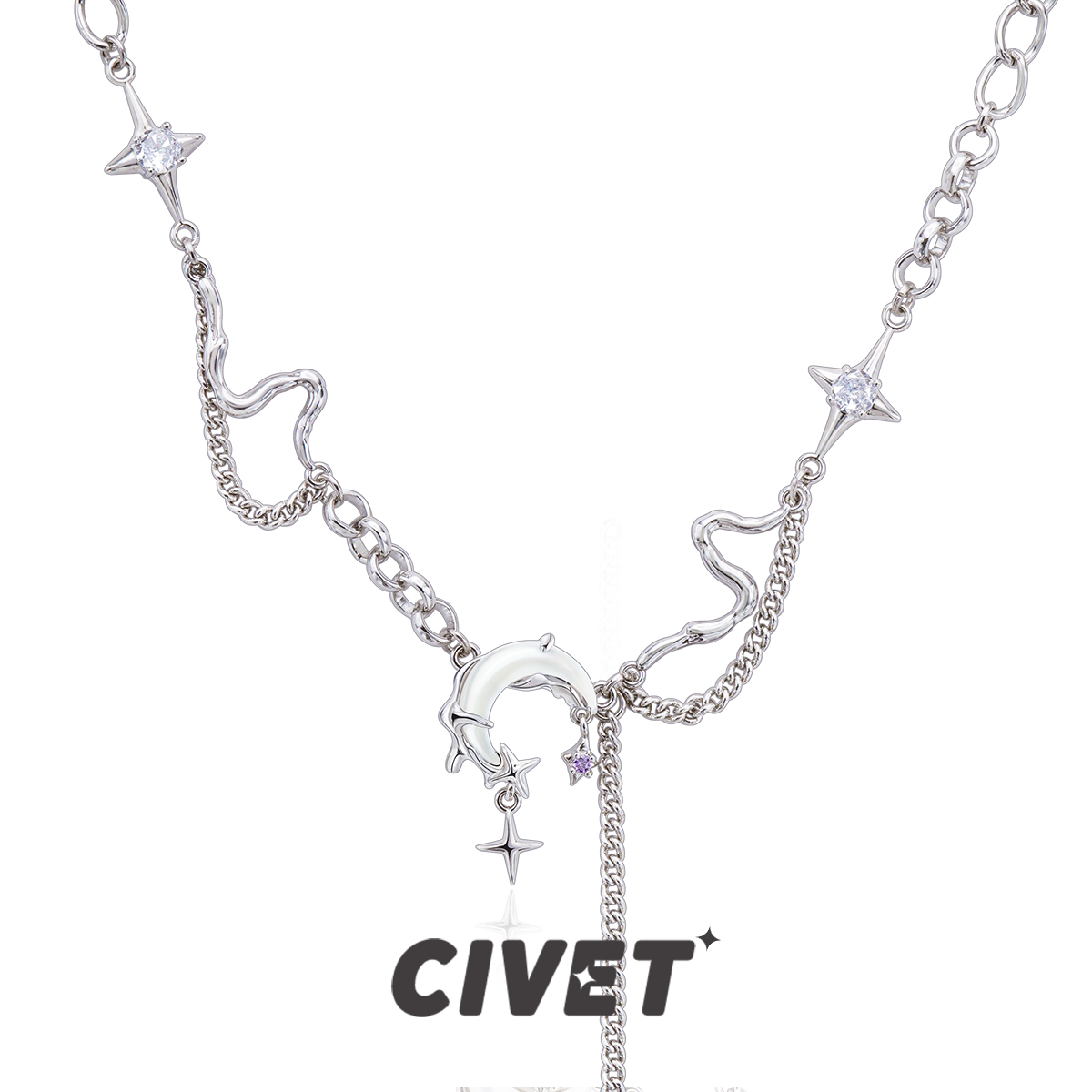 CIVET原创水冰月项链月亮流苏