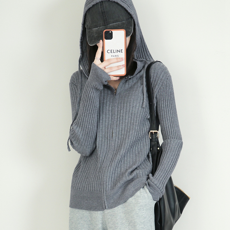 0休闲韩版显瘦白搭卫衣拉链帽衫