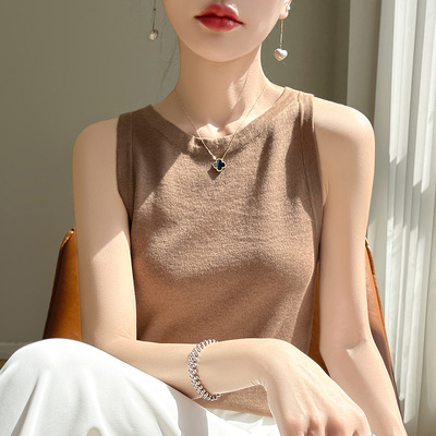 精仿圆领针织吊带女内搭西装小个子遮副乳修身显瘦无袖打底小背心