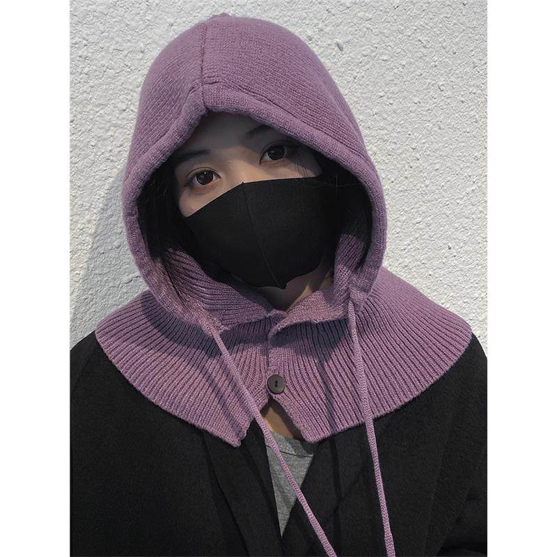 冬款帽子围脖一体毛线针织抽绳帽套头2023新款复古加厚保暖男女,服饰配件/皮带/帽子/围巾,帽子,淘宝优惠券,粉丝福利购,淘宝优惠卷