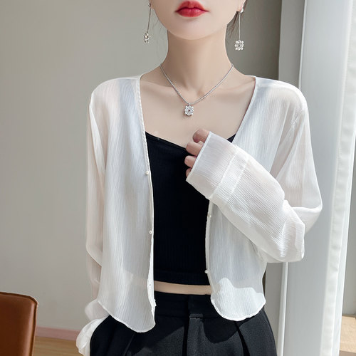 朦胧轻薄醋酸防晒空调衫外搭开衫女配吊带小外套夏季上衣2025新款