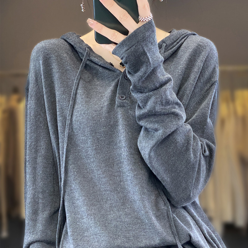 2023早秋纯欲温柔风灰色羊毛衫女