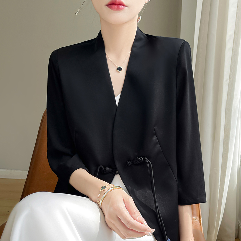 新中式禅意防晒外套女2024夏季新款休闲时尚修身显国风西装上衣