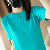 时尚 百搭短款 针织衫 冰丝圆领短袖 T恤上衣大码 新款 薄款 女2023夏季