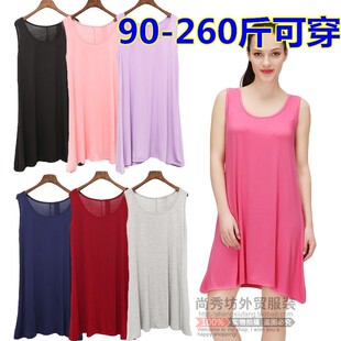 连衣裙子 加肥加大显瘦宽松腰孕妇黑色背心打底无袖 胖mm夏季 中长款
