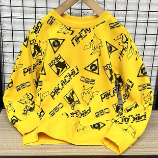 外贸原单童装儿童春款薄款卫衣男女童春装中大童卡通打低圆领衫潮