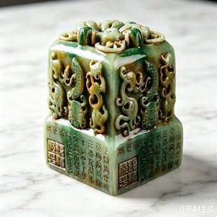 仿古寿山龙纹玉玺摆件雕刻篆字仿古镂空瑞兽印玉玺大印